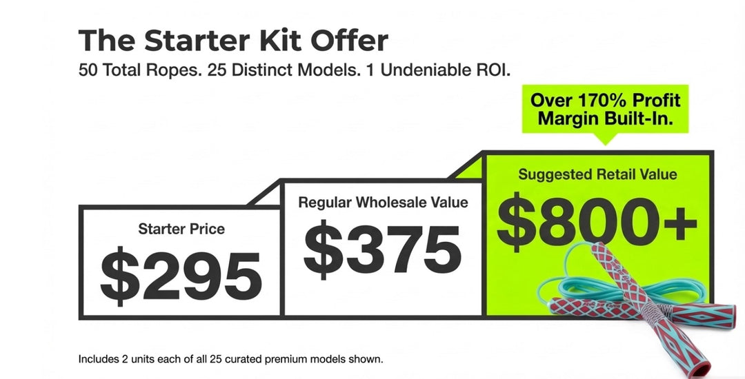 KSY Jump Rope Starter Pack (50 Units) | Commercial Grade Speed Ropes & Retail Bundle | 200%+ Margin Profit Center for Gym Owners