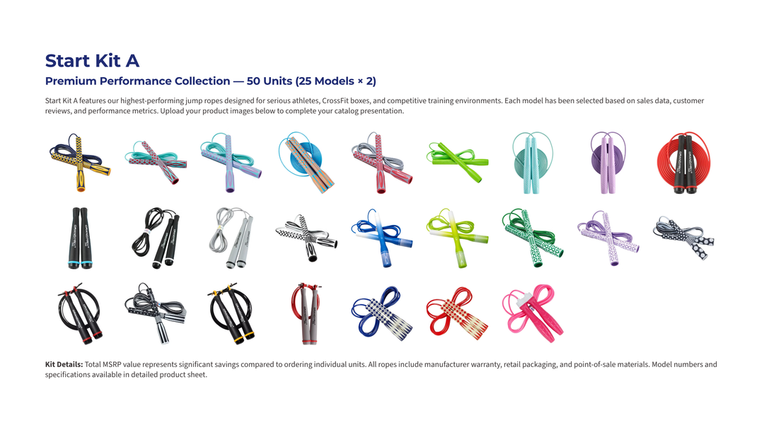 KSY Jump Rope Starter Pack (50 Units) | Commercial Grade Speed Ropes & Retail Bundle | 200%+ Margin Profit Center for Gym Owners